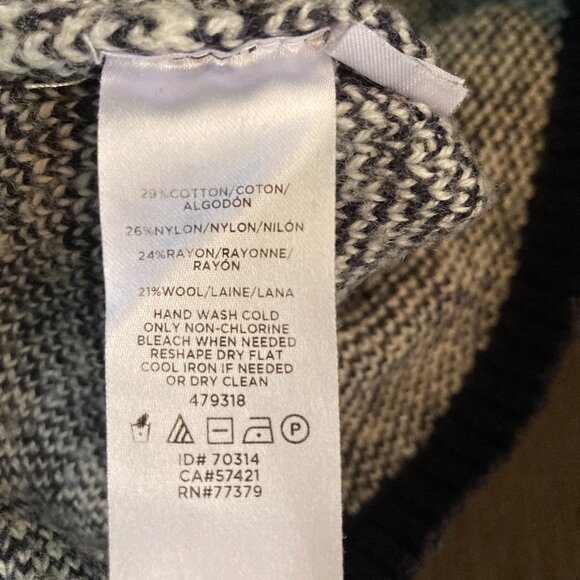 Ann Taylor Mock Neck Sweater, Navy Blue with Pattern, Size S - Picture 6 of 6